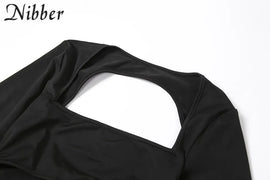 Elegance Unveiled: Nibber Autumn Solid Color Long Dress