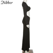 Elegance Unveiled: Nibber Autumn Solid Color Long Dress