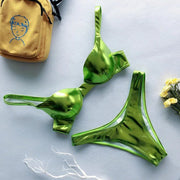 Glamour Radiance: Metallic Push-Up Bikini Set