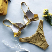 Glamour Radiance: Metallic Push-Up Bikini Set