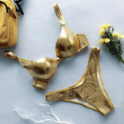 Glamour Radiance: Metallic Push-Up Bikini Set