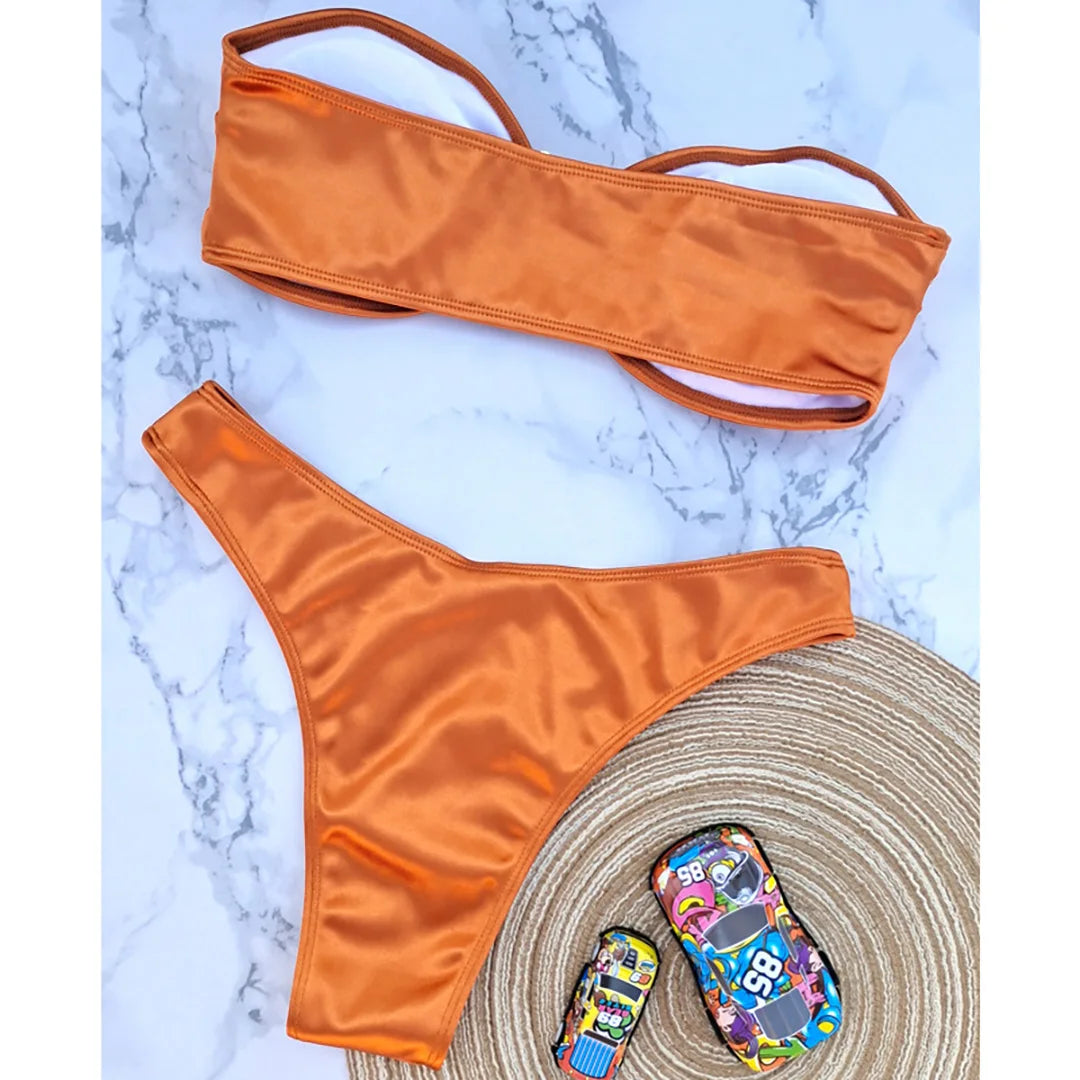 Chic Allure: New Strapless Bandeau Bikini Set 2023