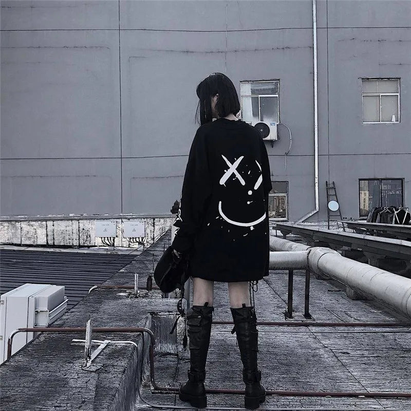 Harajuku Alt Emo Oversized Long Sleeve Tee