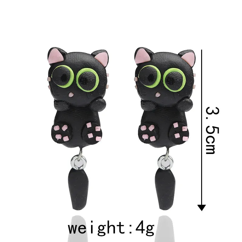 Adorable Cartoon Animal Earrings: Cute 3D Clay Designs for Girls of All Ages