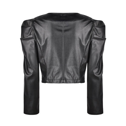 2020Top Black Faux Leather Jacket