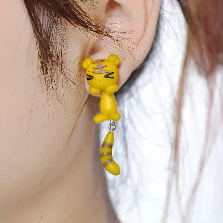 Adorable Cartoon Animal Earrings: Cute 3D Clay Designs for Girls of All Ages