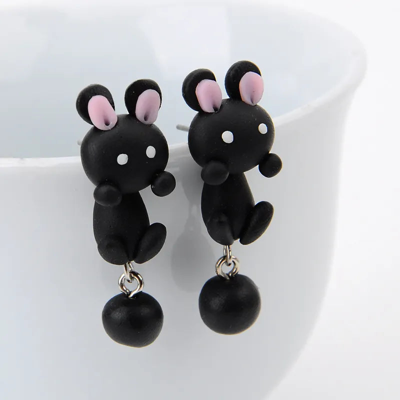 Adorable Cartoon Animal Earrings: Cute 3D Clay Designs for Girls of All Ages