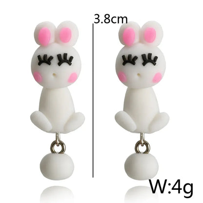 Adorable Cartoon Animal Earrings: Cute 3D Clay Designs for Girls of All Ages