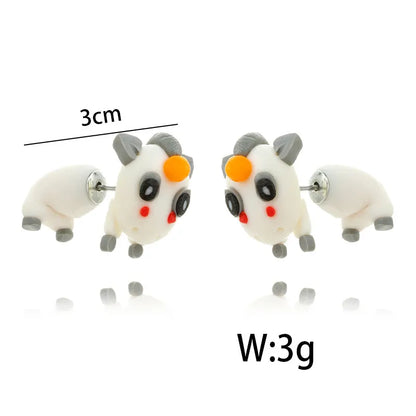 Adorable Cartoon Animal Earrings: Cute 3D Clay Designs for Girls of All Ages