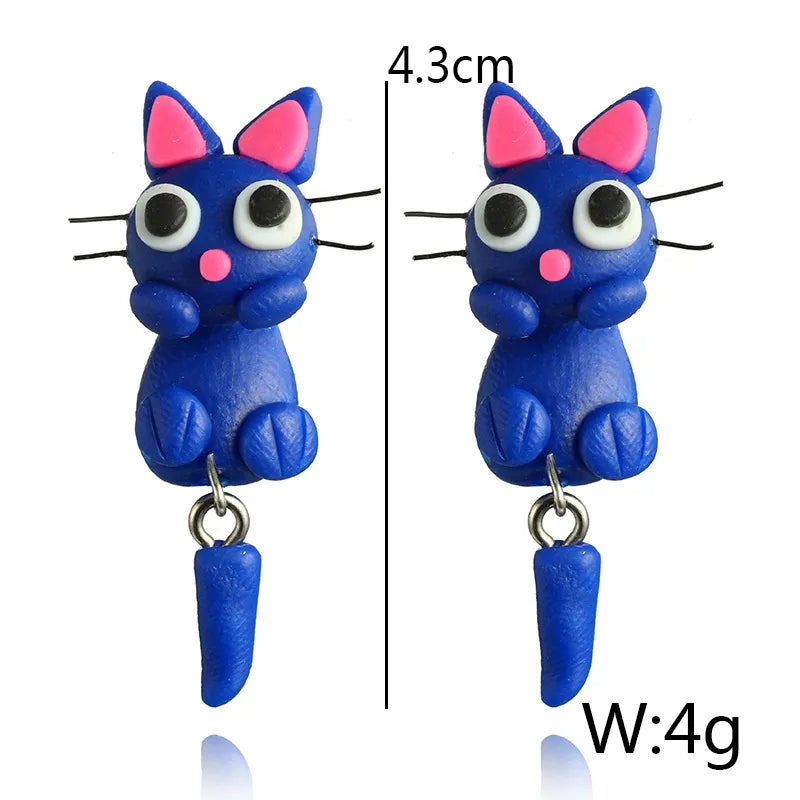 Adorable Cartoon Animal Earrings: Cute 3D Clay Designs for Girls of All Ages