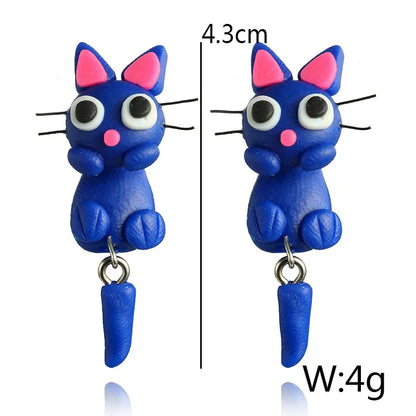 Adorable Cartoon Animal Earrings: Cute 3D Clay Designs for Girls of All Ages