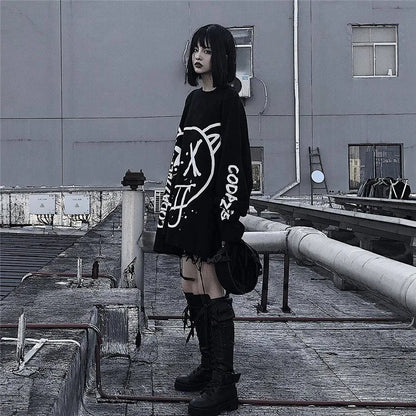 Harajuku Alt Emo Oversized Long Sleeve Tee