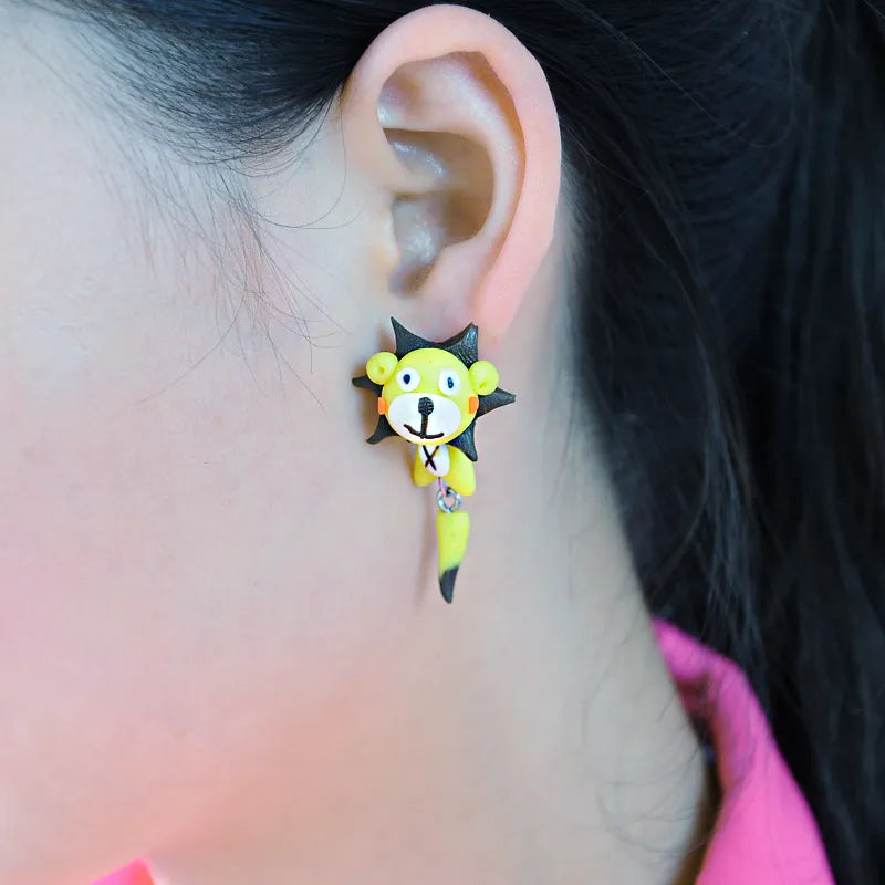 Adorable Cartoon Animal Earrings: Cute 3D Clay Designs for Girls of All Ages