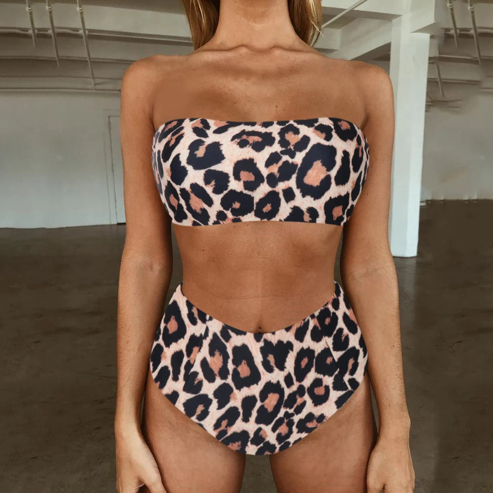 Safari Glamour: Leopard Print High Waist Bikini 2022