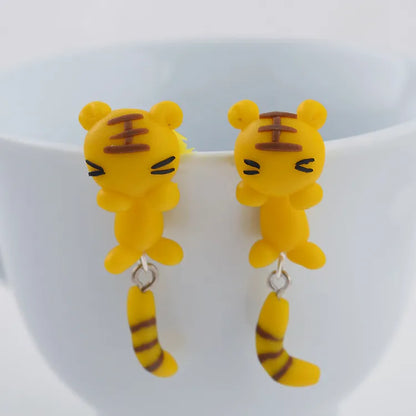 Adorable Cartoon Animal Earrings: Cute 3D Clay Designs for Girls of All Ages