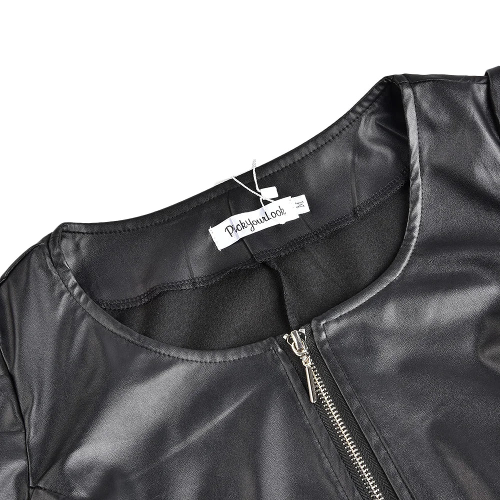 2020Top Black Faux Leather Jacket