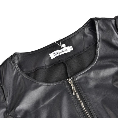 2020Top Black Faux Leather Jacket