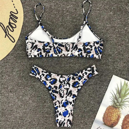 Wild Allure: Leopard Print Two-Piece Bikini Set