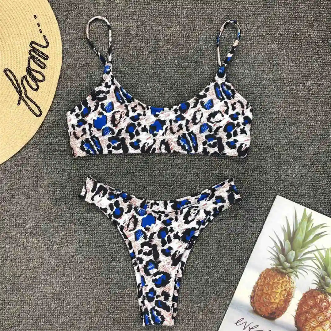 Wild Allure: Leopard Print Two-Piece Bikini Set