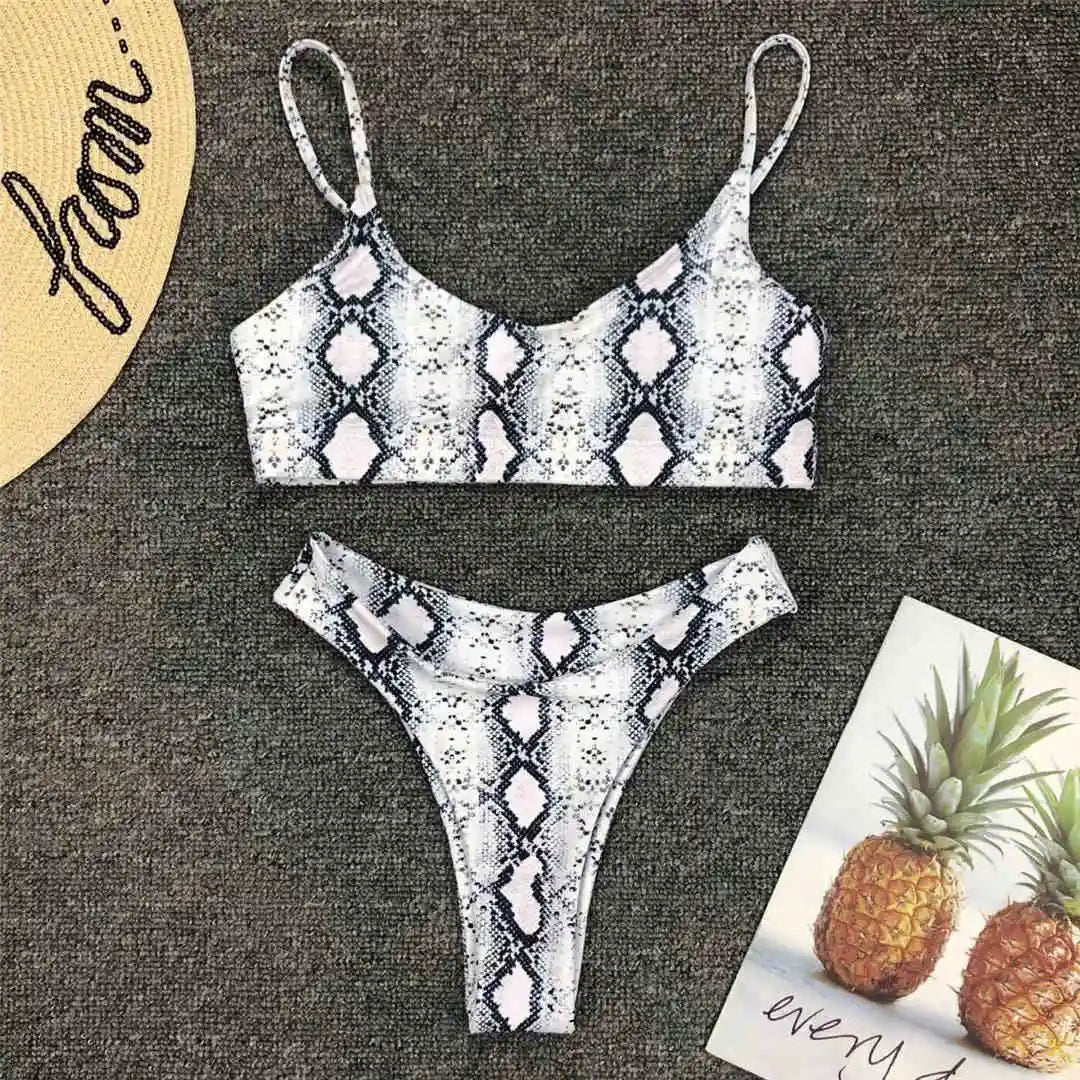 Wild Allure: Leopard Print Two-Piece Bikini Set