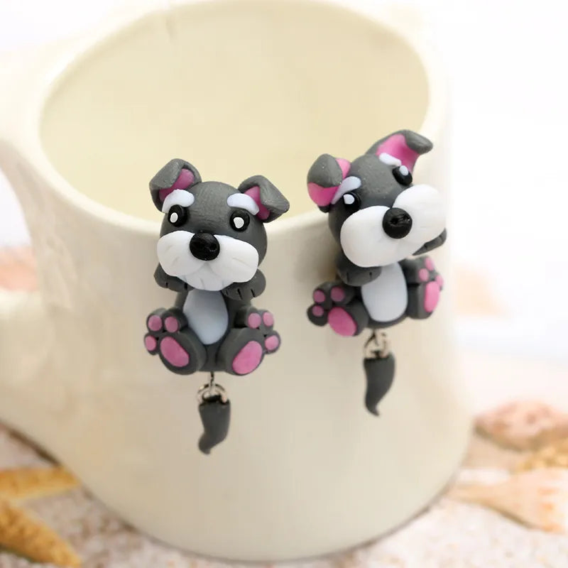 Adorable Cartoon Animal Earrings: Cute 3D Clay Designs for Girls of All Ages