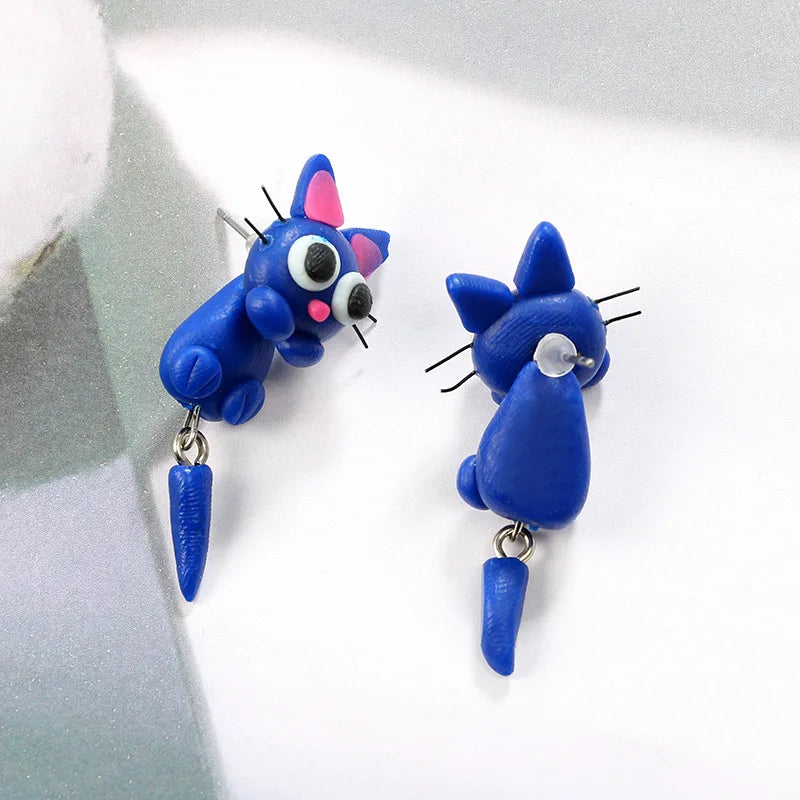 Adorable Cartoon Animal Earrings: Cute 3D Clay Designs for Girls of All Ages