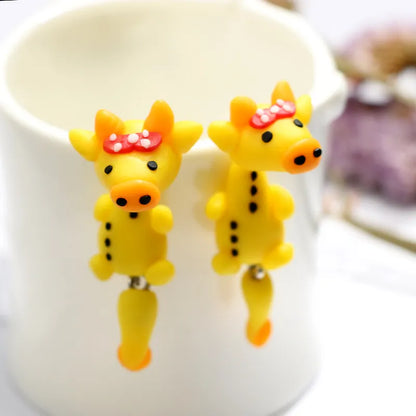 Adorable Cartoon Animal Earrings: Cute 3D Clay Designs for Girls of All Ages