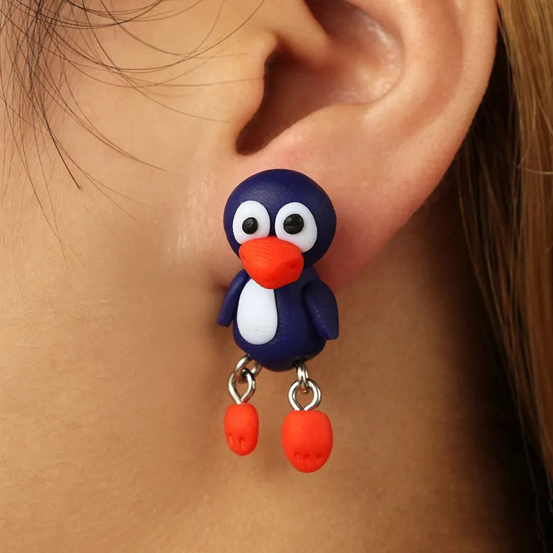 Adorable Cartoon Animal Earrings: Cute 3D Clay Designs for Girls of All Ages