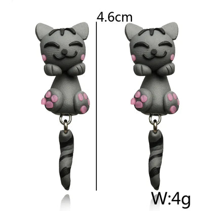 Adorable Cartoon Animal Earrings: Cute 3D Clay Designs for Girls of All Ages