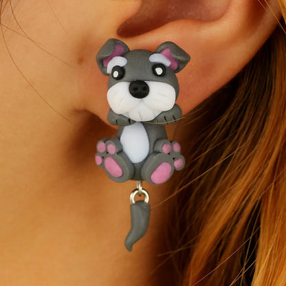 Adorable Cartoon Animal Earrings: Cute 3D Clay Designs for Girls of All Ages