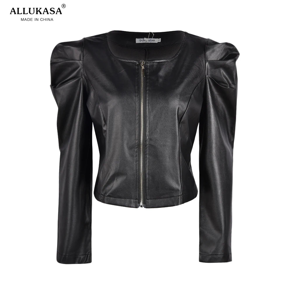 2020Top Black Faux Leather Jacket