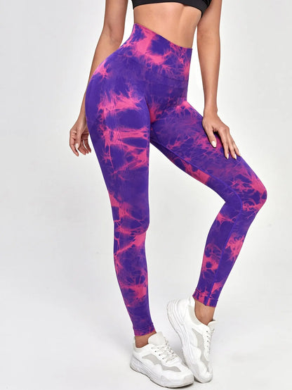 Seamless Tie Dye Yoga Leggings - High Waist Push-Up Performance Wear