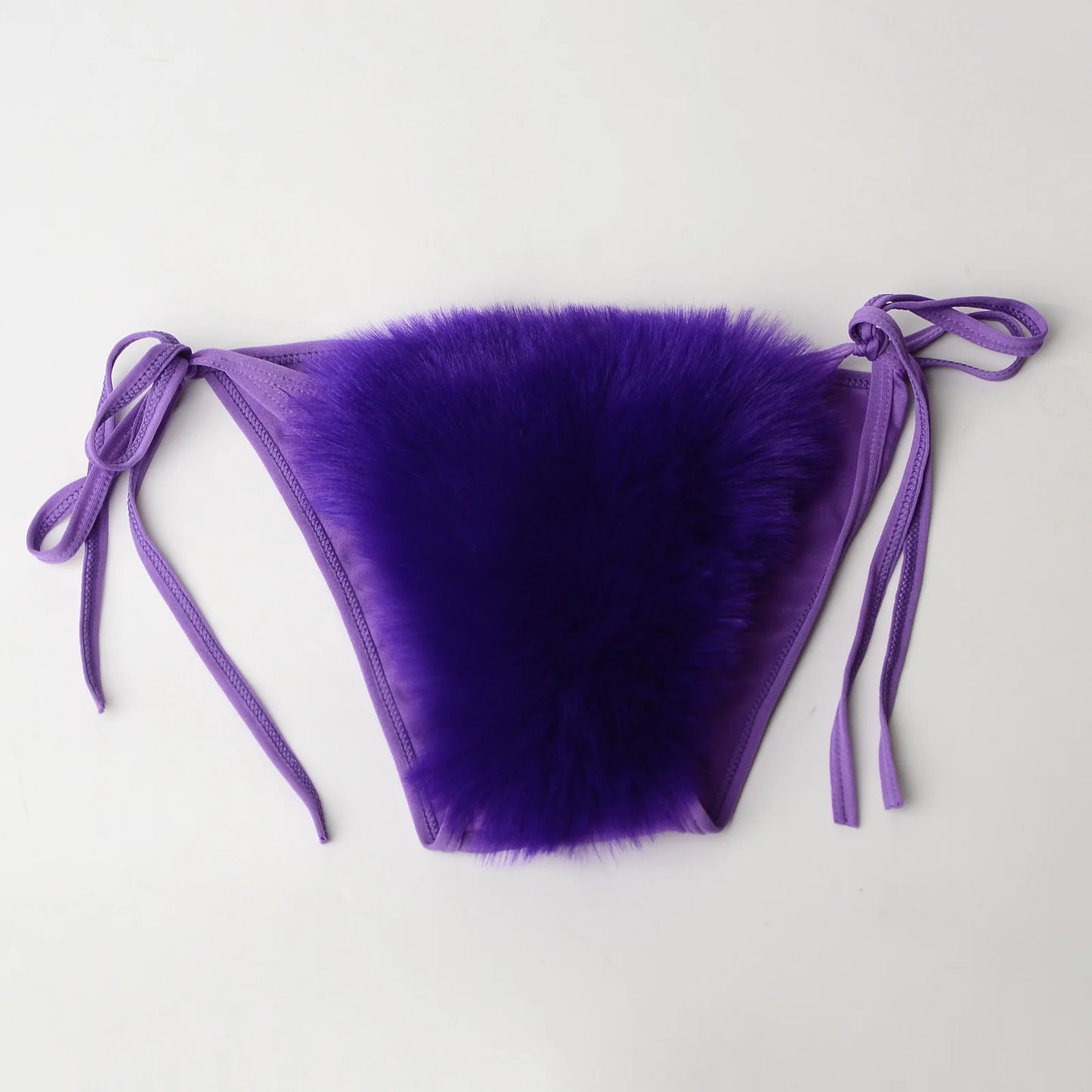 Luxurious Fur Elegance: New Solid Color Split Bikini