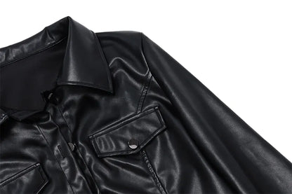 Xeemilo Y2K Faux Leather Short Jacket