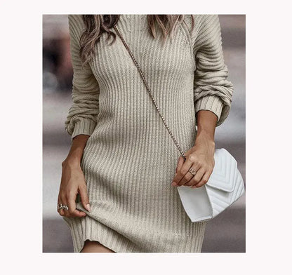 Chic Lantern Sleeve Knit Dress