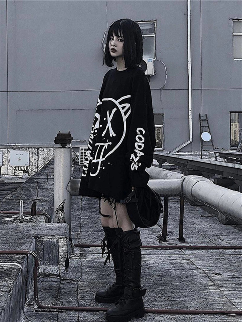 Harajuku Alt Emo Oversized Long Sleeve Tee