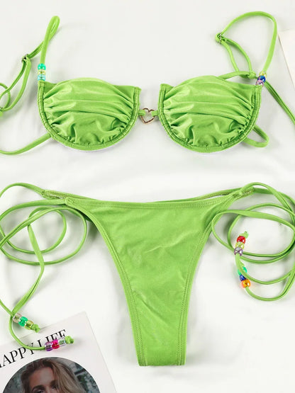 Chic Harmony: Solid Color Three-Piece Bikini Set 2023