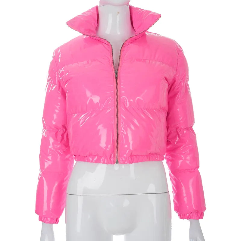 BUILDINGB Y2K Winter Glossy PU Jacket