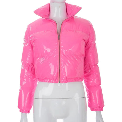 BUILDINGB Y2K Winter Glossy PU Jacket