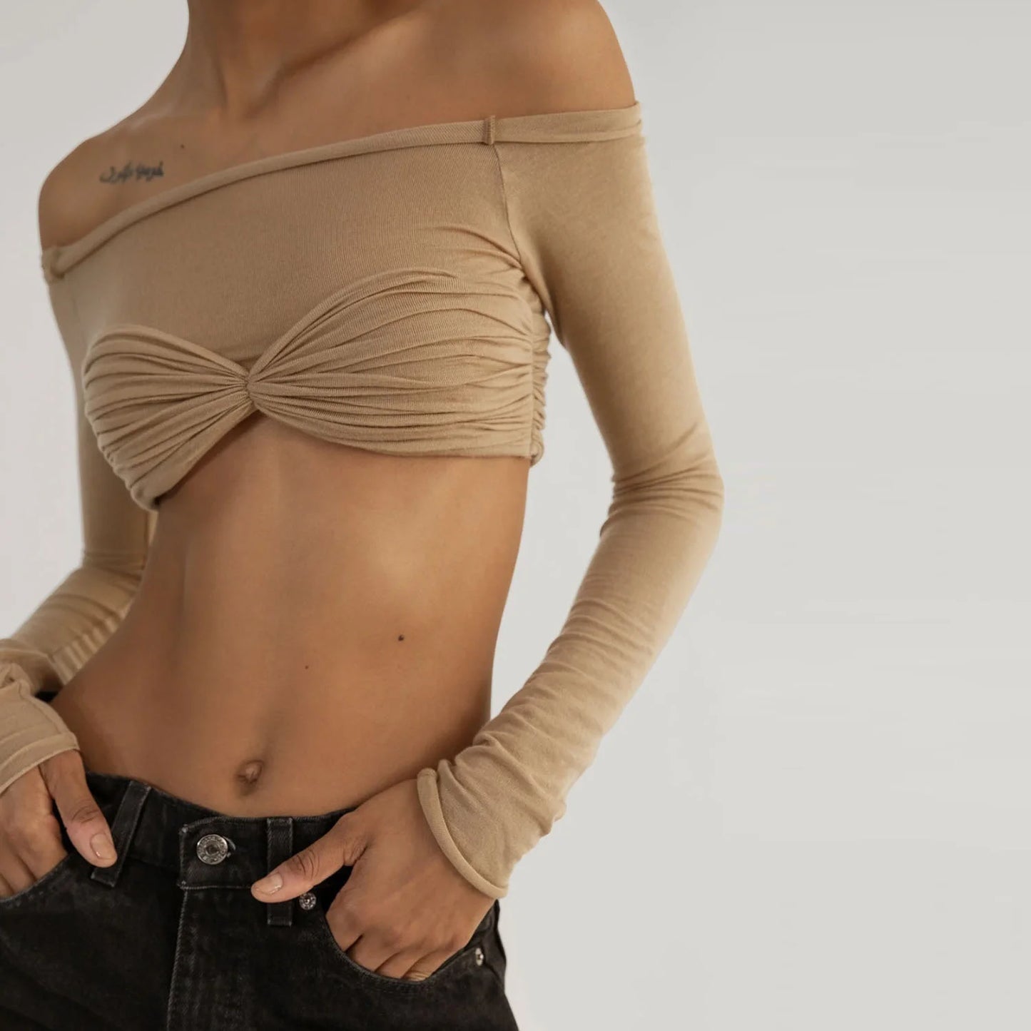 Mozision Mesh Elegance Crop Top - Stylish Short Knit Pullover