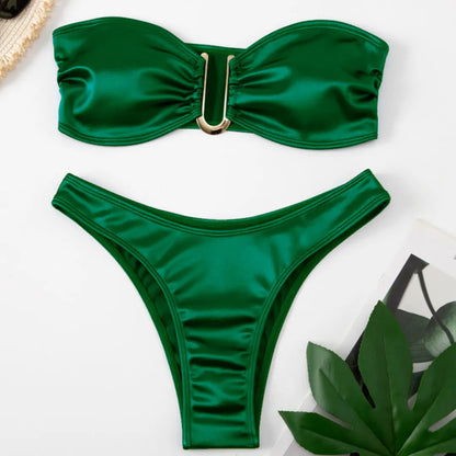 Chic Allure: New Strapless Bandeau Bikini Set 2023