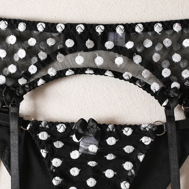 Spicy White Polka Dot Lingerie Set