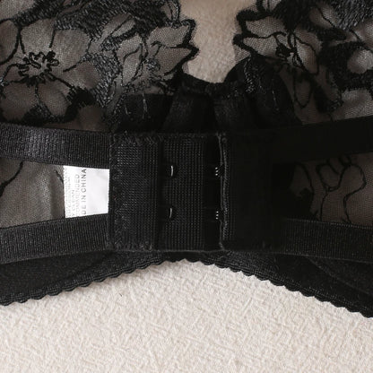 Embroidered Black Lingerie Set