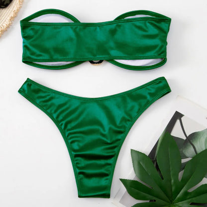 Chic Allure: New Strapless Bandeau Bikini Set 2023