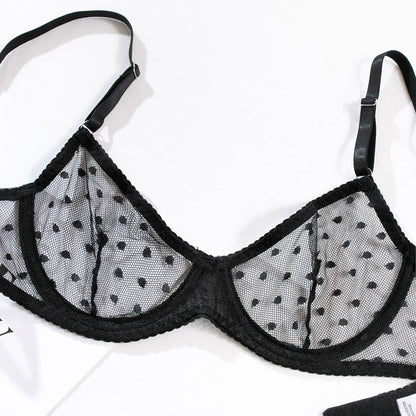 Polka Dot Sheer Bra & Thong Set