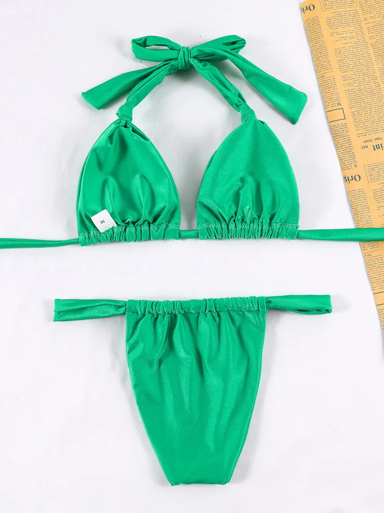 Chic Harmony: Solid Color Three-Piece Bikini Set 2023