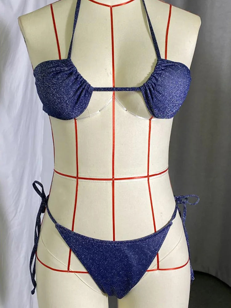 Chic Harmony: Solid Color Three-Piece Bikini Set 2023