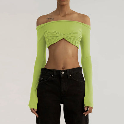 Mozision Mesh Elegance Crop Top - Stylish Short Knit Pullover