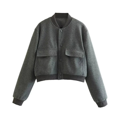 TRAFZA 2023 Vintage Slim Crop Jacket