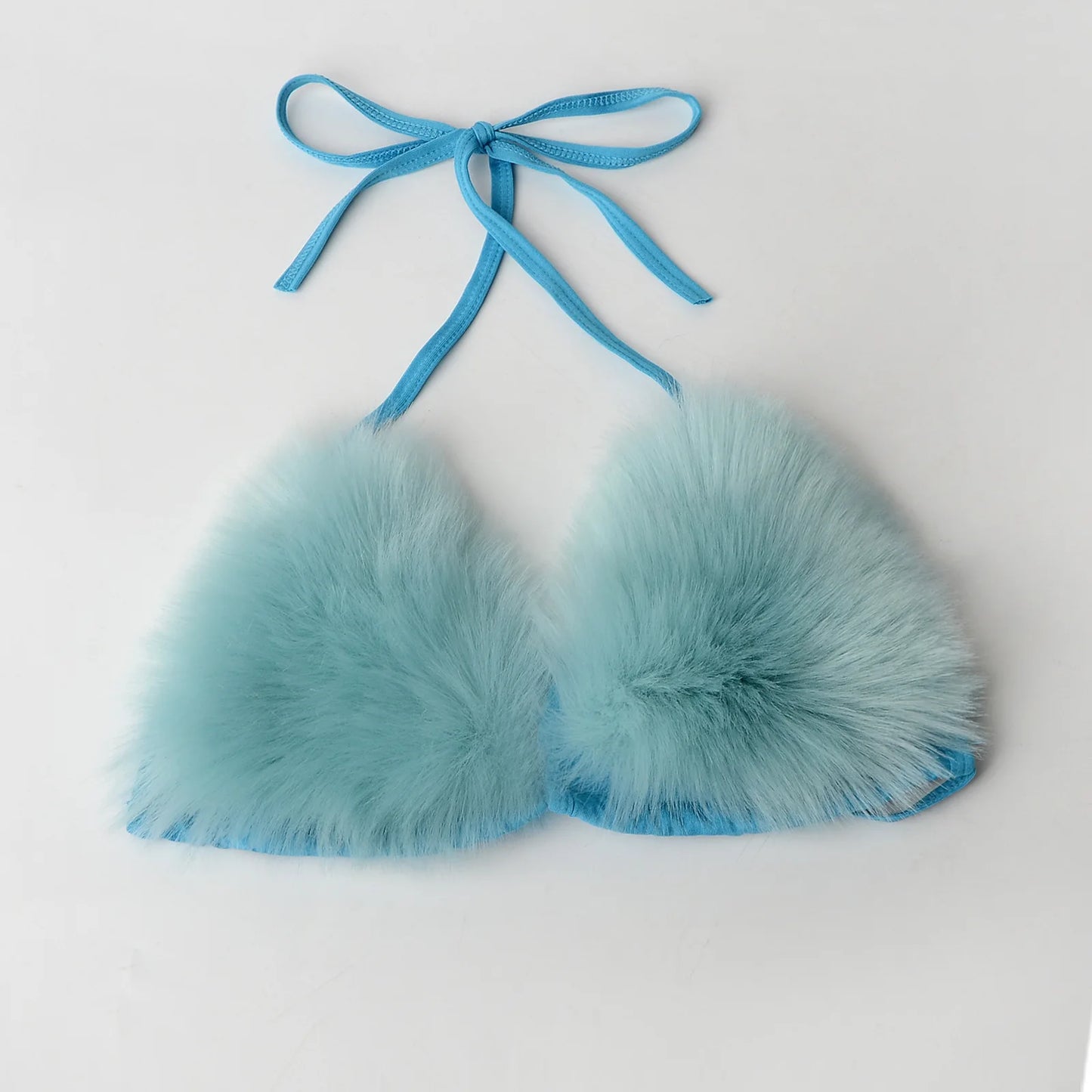 Luxurious Fur Elegance: New Solid Color Split Bikini